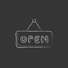 Image showing Open sign. Drawn in chalk icon.