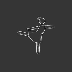 Image showing Female figure skater. Drawn in chalk icon.