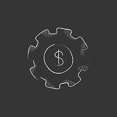 Image showing Gear with dollar sign. Drawn in chalk icon.