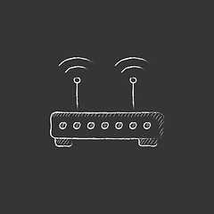 Image showing Wireless router. Drawn in chalk icon.