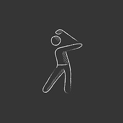 Image showing Golfer. Drawn in chalk icon.