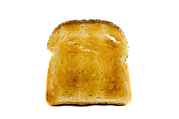 Image showing A singel slice of toasted bread isolated on white background