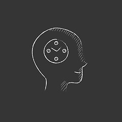 Image showing Human head with clock. Drawn in chalk icon.