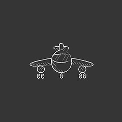 Image showing Airplane. Drawn in chalk icon.