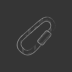 Image showing Climbing carabiner. Drawn in chalk icon.