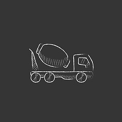 Image showing Concrete mixer truck. Drawn in chalk icon.