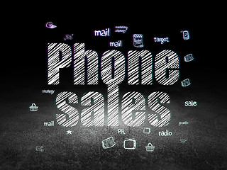 Image showing Marketing concept: Phone Sales in grunge dark room