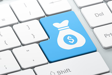 Image showing Business concept: Money Bag on computer keyboard background