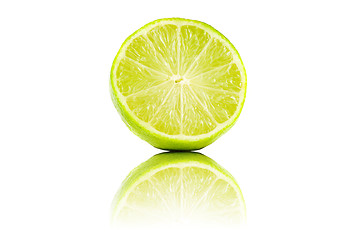 Image showing Sliced lime fruit isolated on white background