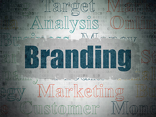 Image showing Advertising concept: Branding on Digital Data Paper background