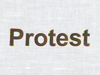 Image showing Political concept: Protest on fabric texture background