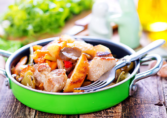 Image showing fried meat with vegetables