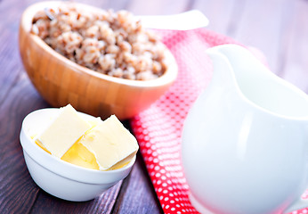 Image showing buckwheat with milk and butter