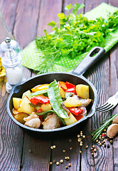 Image showing fried meat with vegetables