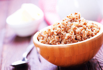 Image showing buckwheat with milk and butter