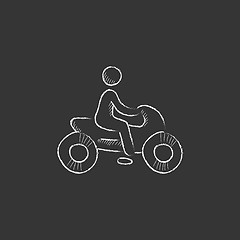 Image showing Man riding motorcycle. Drawn in chalk icon.