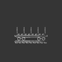 Image showing Cargo wagon. Drawn in chalk icon.