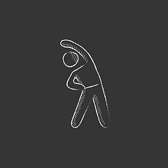 Image showing Man making exercises. Drawn in chalk icon.