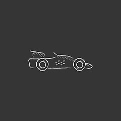 Image showing Race car. Drawn in chalk icon.