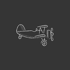 Image showing Propeller plane. Drawn in chalk icon.