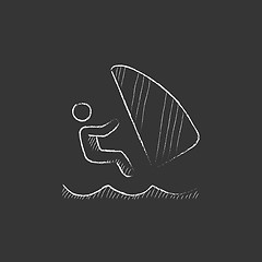 Image showing Wind surfing. Drawn in chalk icon.