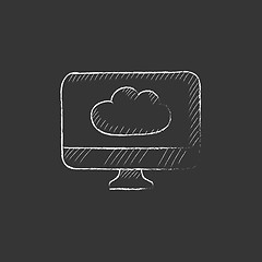 Image showing Cloud computing. Drawn in chalk icon.