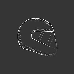 Image showing Motorcycle helmet. Drawn in chalk icon.