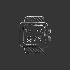 Image showing Smartwatch. Drawn in chalk icon.