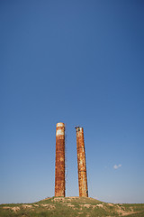 Image showing old industrial chimney on the hill