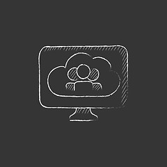 Image showing Cloud computing. Drawn in chalk icon.