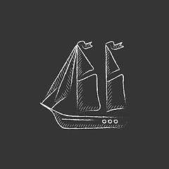 Image showing Sailboat. Drawn in chalk icon.