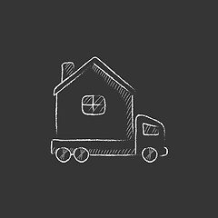 Image showing Motorhome. Drawn in chalk icon.