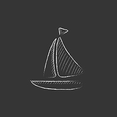 Image showing Sailboat. Drawn in chalk icon.