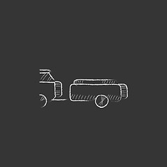Image showing Car with trailer. Drawn in chalk icon.