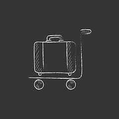 Image showing Luggage on trolley. Drawn in chalk icon.