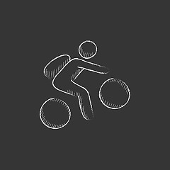 Image showing Man riding bike. Drawn in chalk icon.