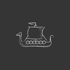 Image showing Old ship. Drawn in chalk icon.