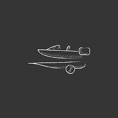 Image showing Boat on trailer for transportation. Drawn in chalk icon.