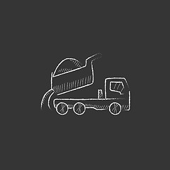 Image showing Dump truck. Drawn in chalk icon.