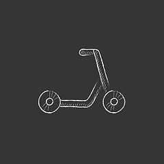 Image showing Kick scooter. Drawn in chalk icon.