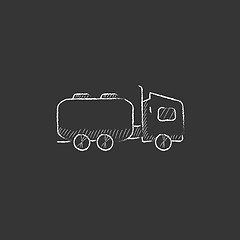 Image showing Truck liquid cargo. Drawn in chalk icon.