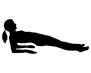 Image showing Silhouette of woman doing exercises