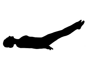 Image showing Silhouette of woman doing yoga