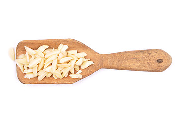 Image showing Almond slivers on shovel