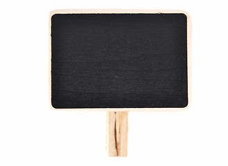 Image showing Plate of slate for writing with wooden base on white