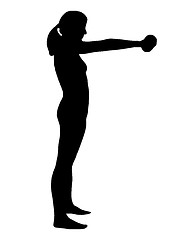 Image showing Silhouette of woman doing exercises