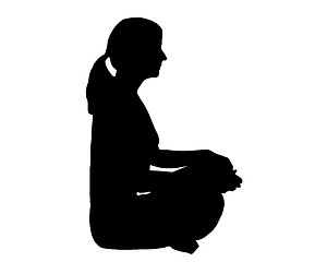 Image showing Silhouette of woman doing yoga