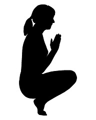 Image showing Silhouette of woman doing yoga