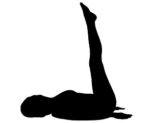 Image showing Silhouette of woman doing yoga