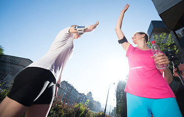 Image showing congratulate and happy to finish morning workout